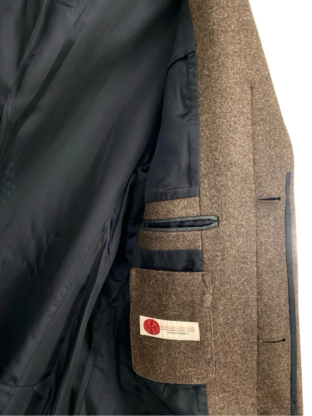J. Crew Men’s Ludlow Marling & Evans Brown Wool Long Top Coat Size 44